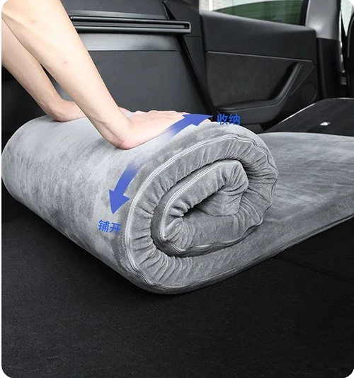 The Tesla Model Y mattress is a roll-on design The Tesla Model Y mattress is a roll-on design