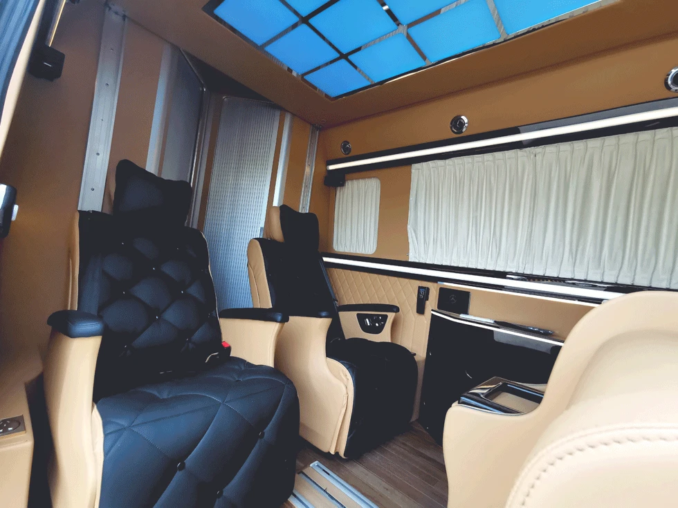 Schauen Sie sich diese Mercedes-Benz Sprinter Wohnmobil-Innenteile an